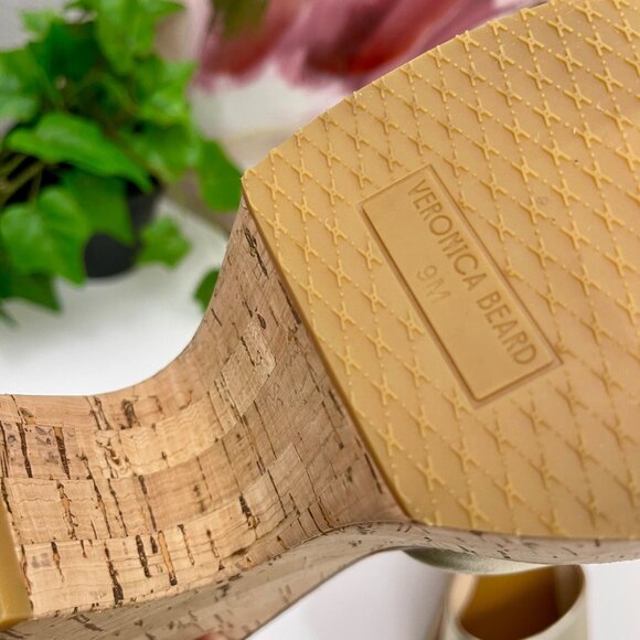 Veronica Beard Paulita Platform Wedge Sandals In Gold Size 9 - Picture 10 of 13